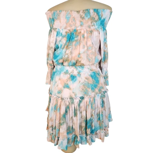 Tie dye ruffle drop waist flowy mini dress - Picture 4 of 9
